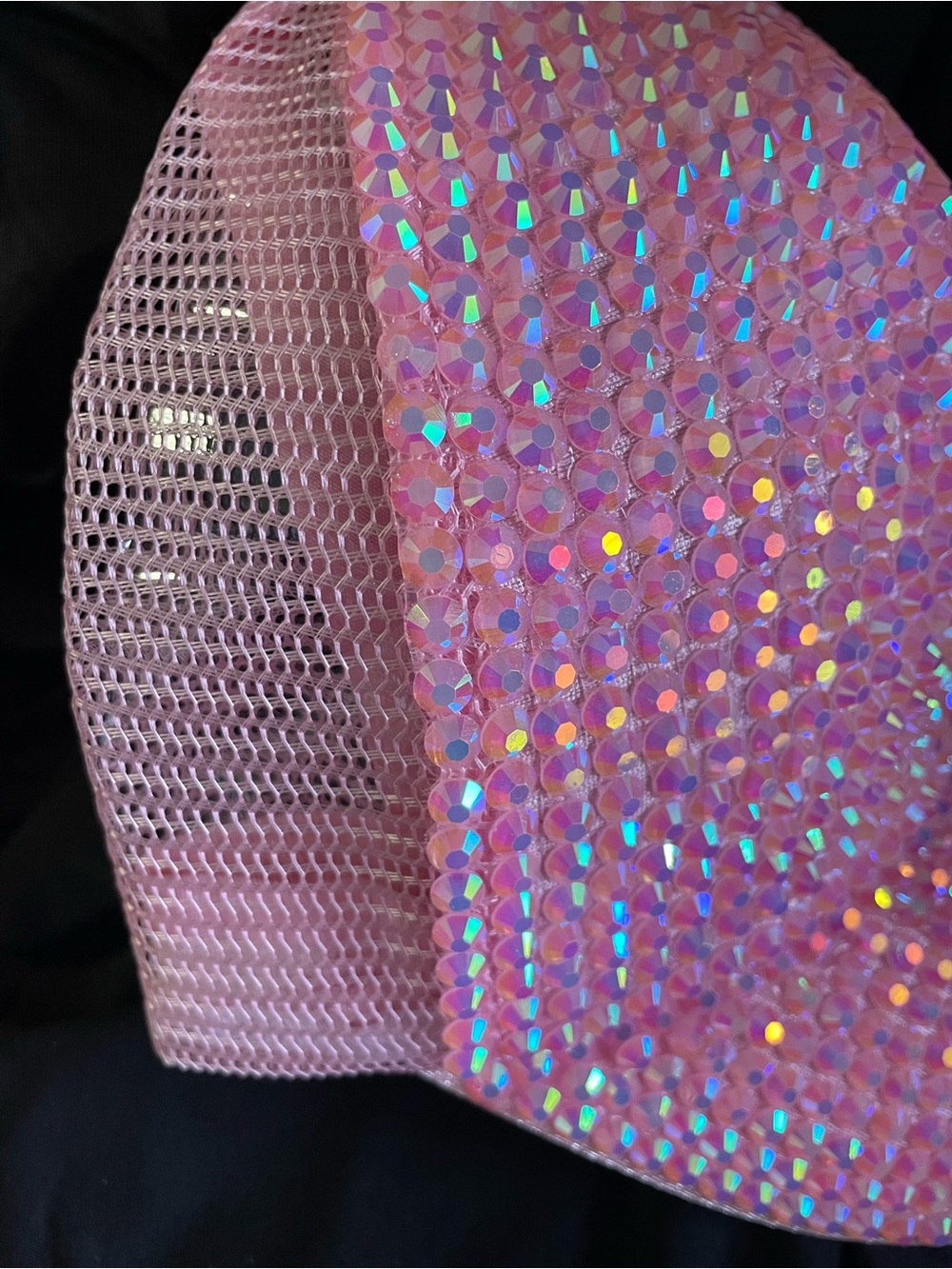 NWT! Pink Iridescent Rhinestone Trucker Hat! - Picture 2 of 2